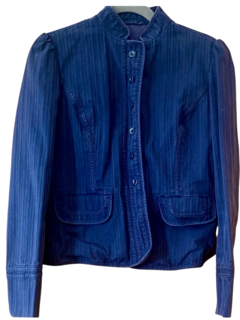 GAP Military Jacket Blazer Navy Mandarin Collar Tailored Size 6 Dark Academia